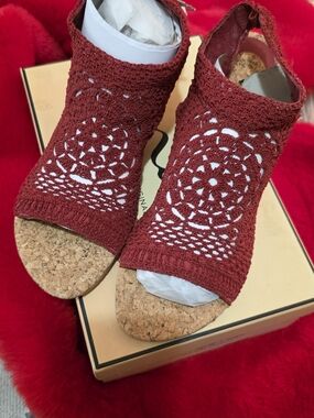 Nina Women’s Crochet Open-Toe Sandals in Deep Red - Stylish Summer Footwear